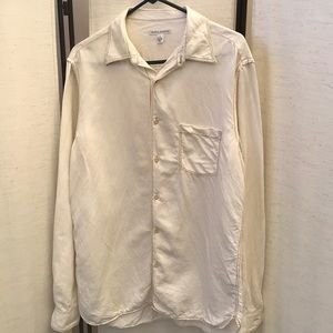 Martin Gordon silk  and linen Button down men shirt cream color